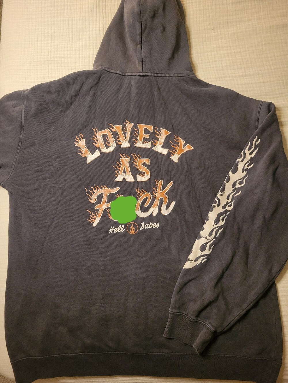 Hell Babes Graphic Hoodie "Lovely As F*ck" - Grey With Flames
